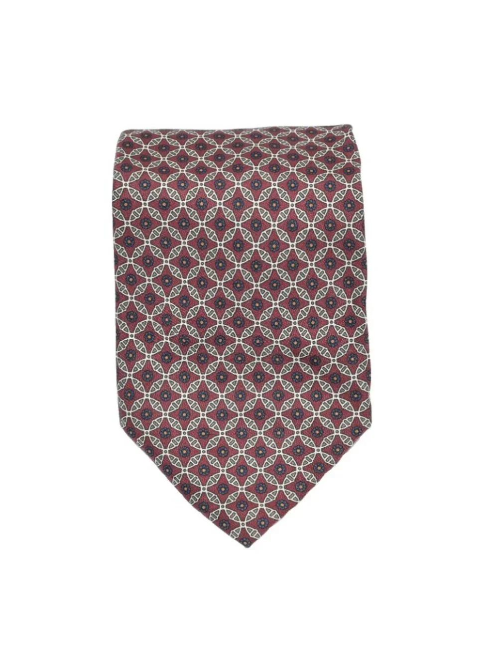 Barneys New York Mens Necktie 100 Silk Brown Geometric Italian Classic Tie